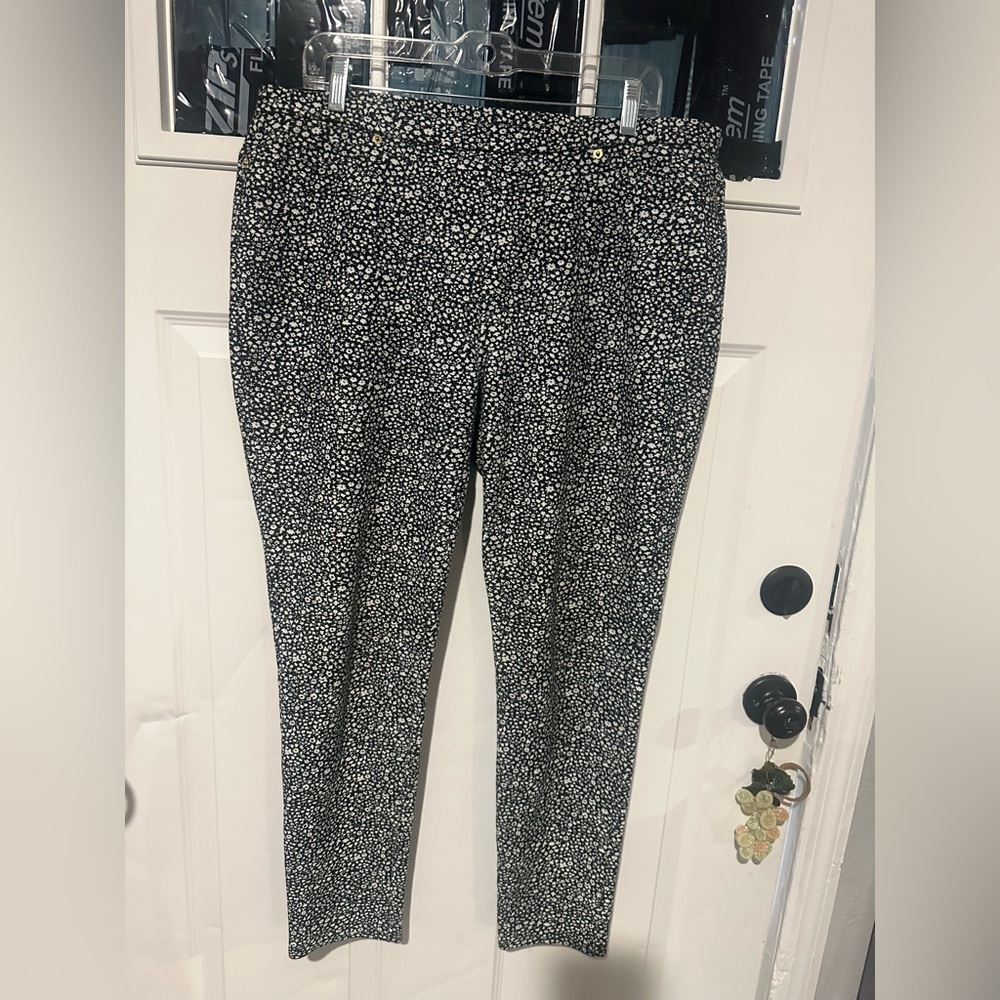 MICHAEL Michael Kors Black and White Straight Leg Pants